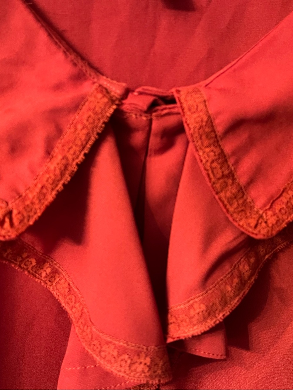 ModCloth Blouse Rust Color Ruffle Collar Plus Size 3X - Picture 2 of 8